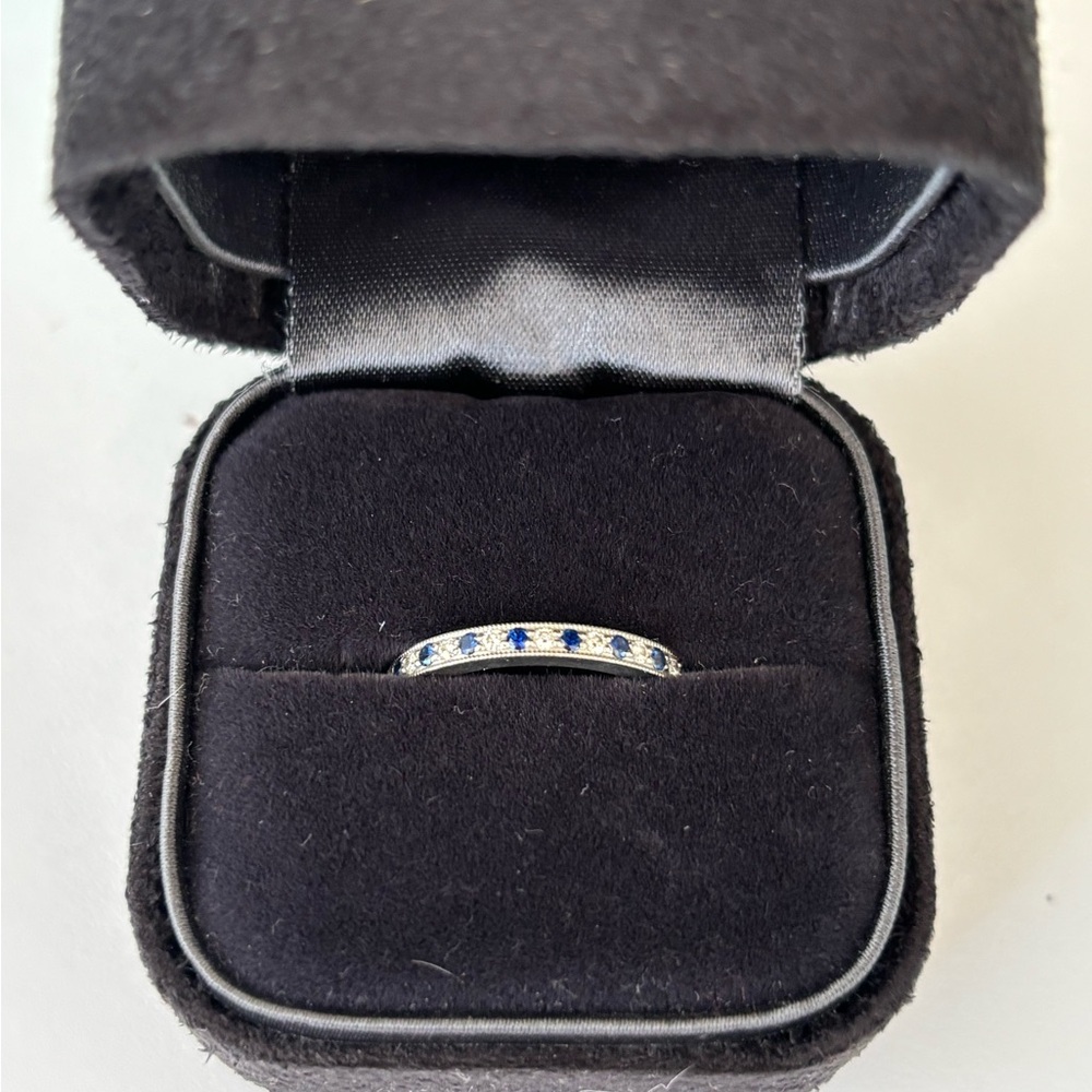 Tiffany & Co Legacy 950 Platinum Sapphire & Diamond Eternity Band Ring 5.75